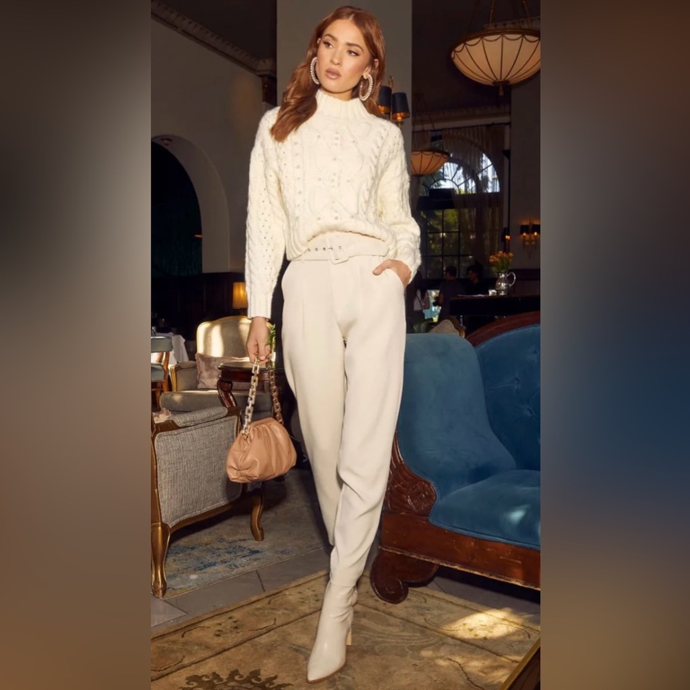 VICI Brenda belted pocketed Pants in beige